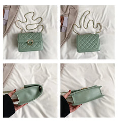 Beaded Chain Women's Shoulder Bag PU Leather Crossbody Bags