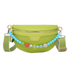 Women Beaded Waist Bag High Leather Fanny Pack Female Chest Belt Bag