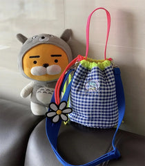 Canvas Drawstring Crossbody Bag for Women