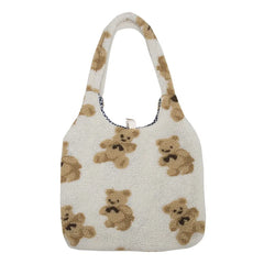Bear Women Plush Shoulder Bag Lamb Wool Large-capacity Shopping Bag