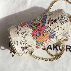Bear Graffiti Lady's S Chain Shoulder Bag for Women