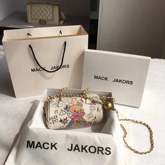 Bear Graffiti Lady's S Chain Shoulder Bag for Women
