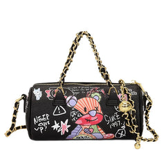 Bear Graffiti Lady's S Chain Phone Shoulder Bag Handbag for Women