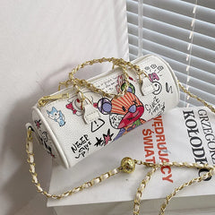 Bear Graffiti Lady's S Chain Phone Shoulder Bag Handbag for Women