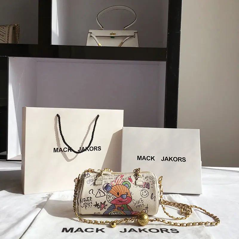 Bear Graffiti Lady's S Chain Shoulder Bag for Women