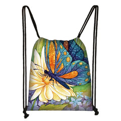Butterfly Backpack Portable Women Canvas Storage Bag for Travel