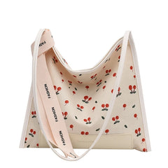 Cherry Plaid Messenger Bag Canvas Shoulder Bag for Women