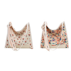 Cherry Plaid Messenger Bag Large Canvas Shoulder Bag Women's Tote Bag
