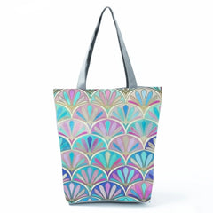 Flower Plant Print Women Handbag Shopping Shoulder Bags Casual Eco Tote
