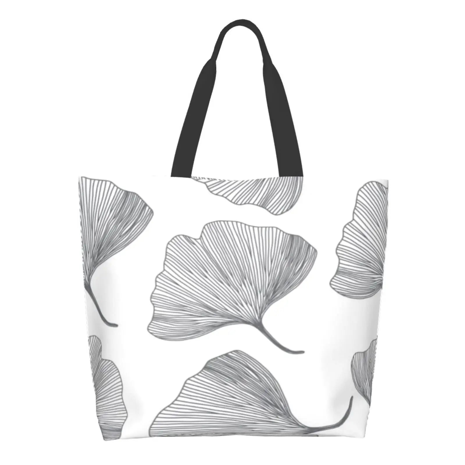 Ginkgo Leaf Print Shoulder Bag with Large Capacity