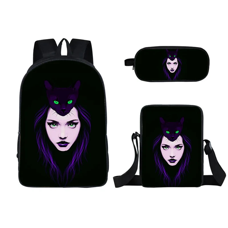Girl Cartoon Student Schoolbag Double Pencil Bag Messenger Bag