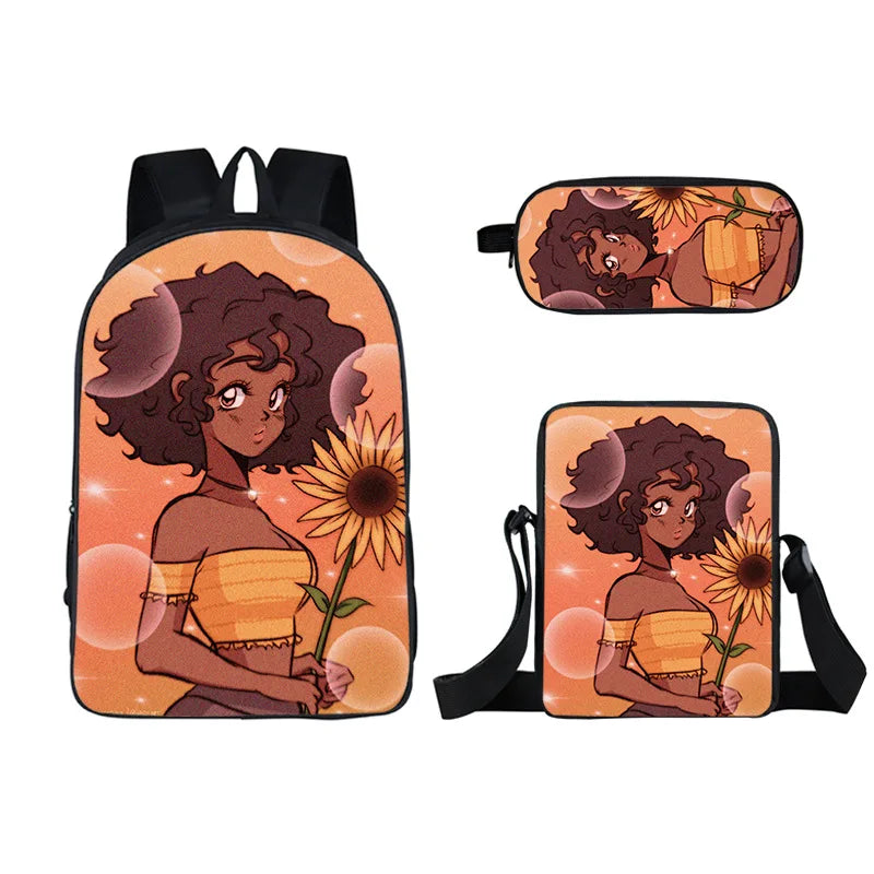 Girl Cartoon Student Schoolbag Double Pencil Bag Messenger Bag