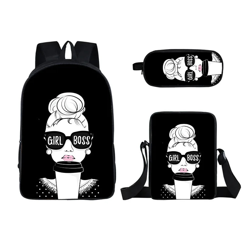 Girl Cartoon Student Schoolbag Double Pencil Bag