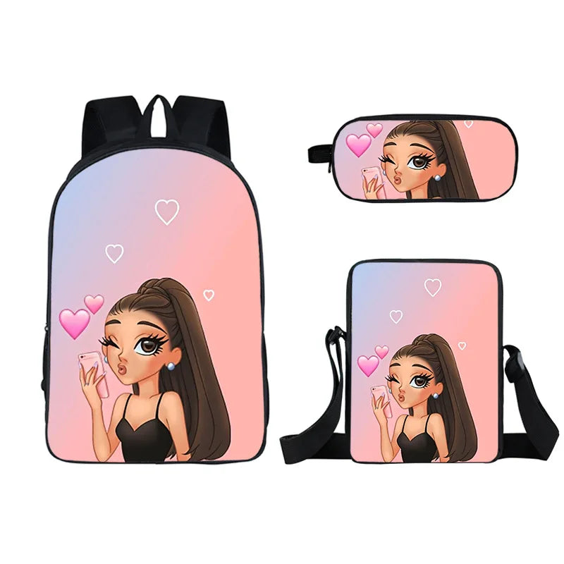 Girl Cartoon Student Schoolbag Double Pencil Bag Messenger Bag