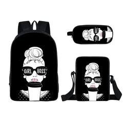 Girl Cartoon Student Schoolbag Double Pencil Bag Messenger Bag
