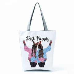 Girlfriends Sisters Linen Tote Bag Reusable Shoulder Bags