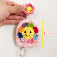Sunflower Women Pull Type Key Bag Hand Knitting Key Wallets