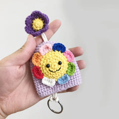 Sunflower Women Pull Type Key Bag Hand Knitting Key Wallets