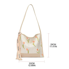 Tulip Embroidered Messenger Bag for Women