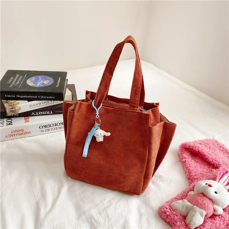 Corduroy Shopper Bag for Women High Capacity Travel Shoppers
