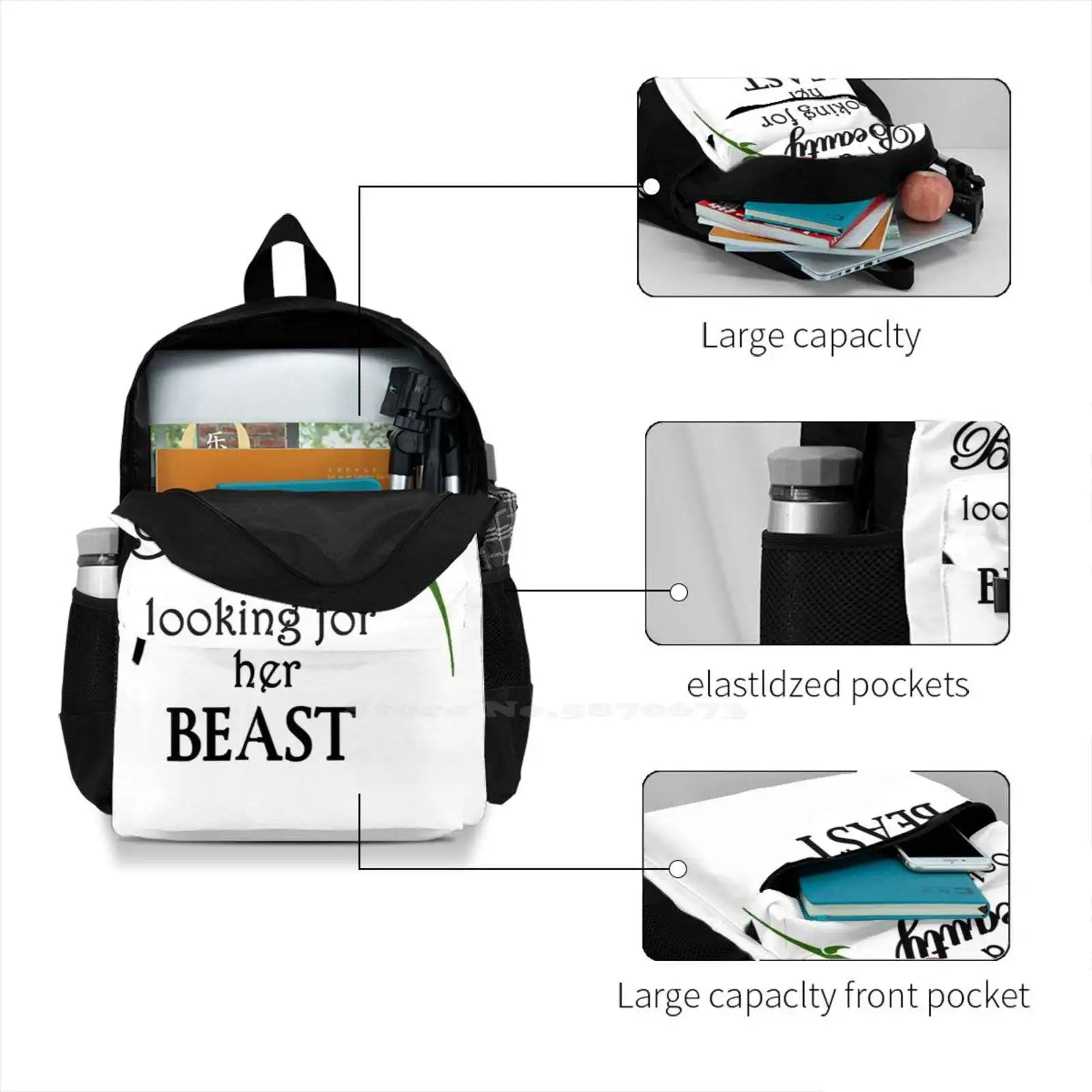 Beauty's Beast Backpack for Student School Laptop Travel Bag