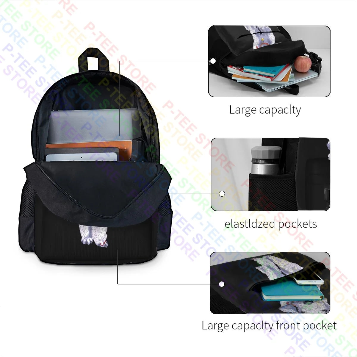 Bedlington Terrier Breed Dog Large Capacity Backpack