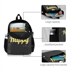 Bee Happy Teen College Student Backpack Laptop Travel Bags