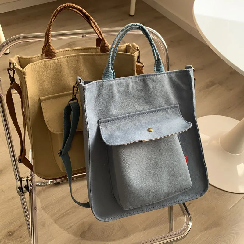 Beige Thick Canvas Casual Tote Women Package Canvas Bag Handbags Shoulder Bag
