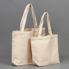 Beige Canvas Shopping Bags Eco Reusable Foldable Shoulder Bag Large Handbag