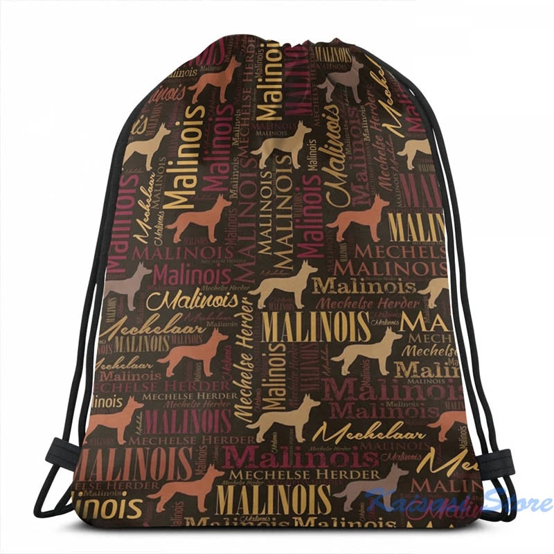 Belgian Malinois Dog Word Art USB Backpack School Travel Laptop Bag