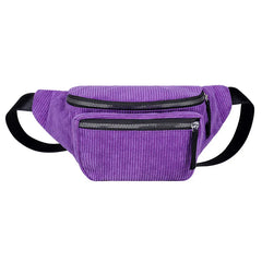 Corduroy Waist Bag for Women Retro Style Zipper Chest Bag