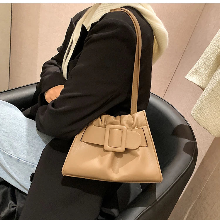 Belt Women Totes PU Leather Small Crossbody Shoulder Bags Winter Handbags
