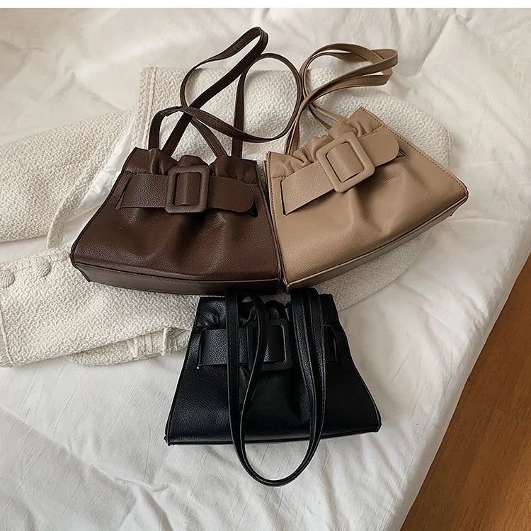 Belt Women Totes PU Leather Small Crossbody Shoulder Bags Winter Handbags