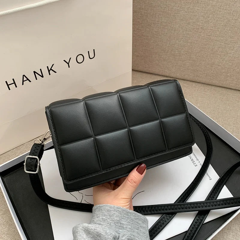 Checkered Flap Women Pu Leather Handbags Crossbody Bags