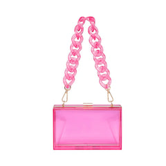 Transparent Chain Box Shoulder Bag Women Clutch Crossbody Bag