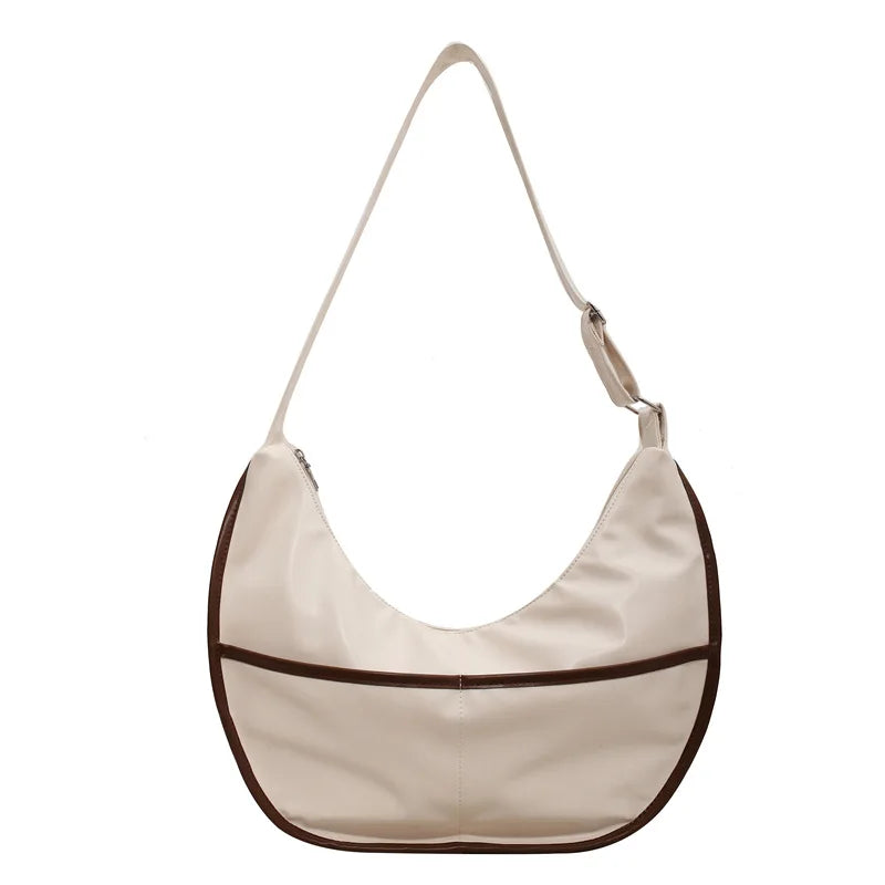 Vintage Brown Hobo Totes Large Capacity Zip Shoulder Bag
