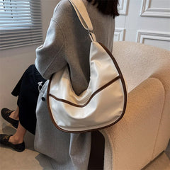 Vintage Brown Hobo Totes Large Capacity Zip Shoulder Bag