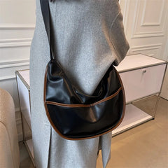Vintage Brown Hobo Totes Large Capacity Zip Shoulder Bag