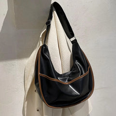 Vintage Brown Hobo Totes Large Capacity Zip Shoulder Bag
