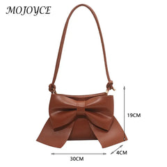 Big Bow-knot Shoulder Bags PU Leather Women Handbag Pure Travel Party Clutch