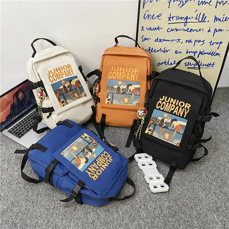 Big Capacity Junior School Student Backpack Panelled Leisure Travel Knapsack Bag