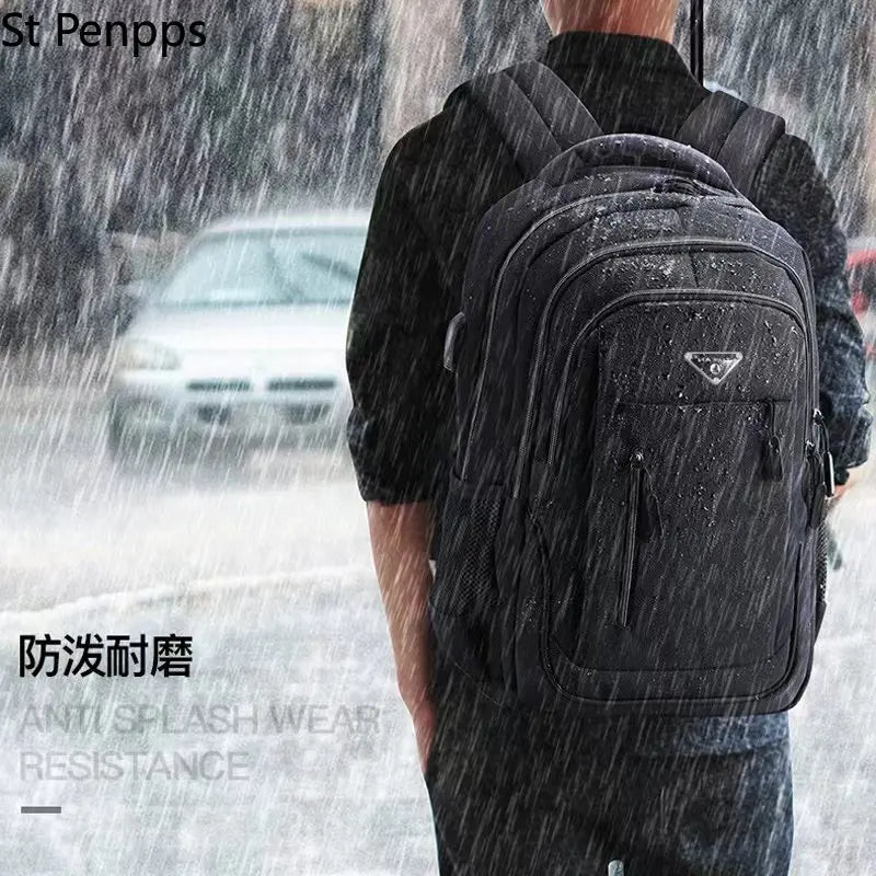 Large Men Backpack Laptop 15.6 Oxford Gray Solid Teen College Student Back Pack