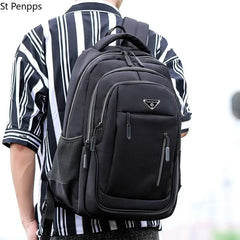 Large Men Backpack Laptop 15.6 Oxford Gray Solid Teen College Student Back Pack