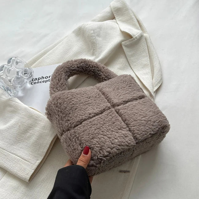 Western Style Lamb Wool Bag Winter Plush Handbag
