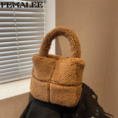 Western Style Lamb Wool Bag Winter Plush Handbag