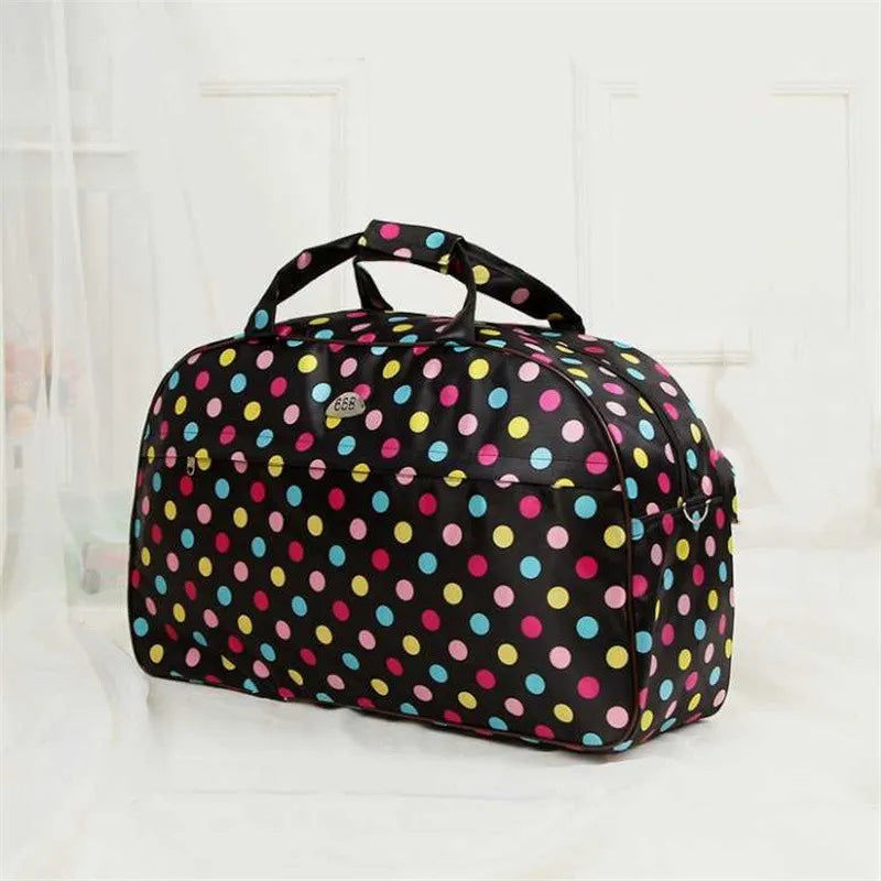 Large Capacity Travel Duffel Bag Waterproof Nylon Handbag Flower Print