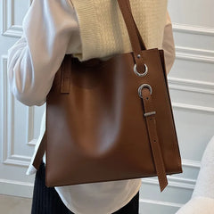 Vintage Leather Tote Bag Women's Handbag High Capacity Shoulder Travel Bag