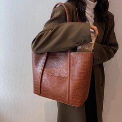 Big Stone Pattern Leather Shoulder Side Bag for Women