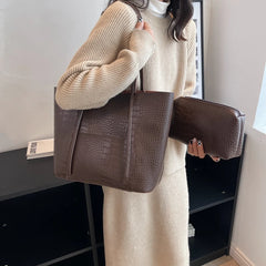 Big Stone Pattern Leather Shoulder Side Bag for Women