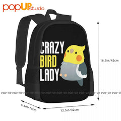Crazy Bird Lady Cockatiel Backpack Large Capacity Travel Training Storage Bag